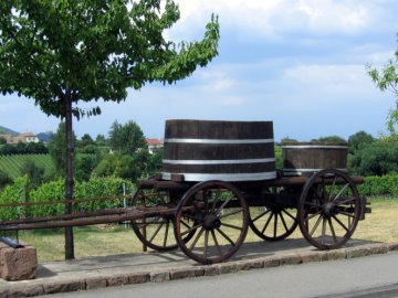 Wagen mit Rebenbehältern